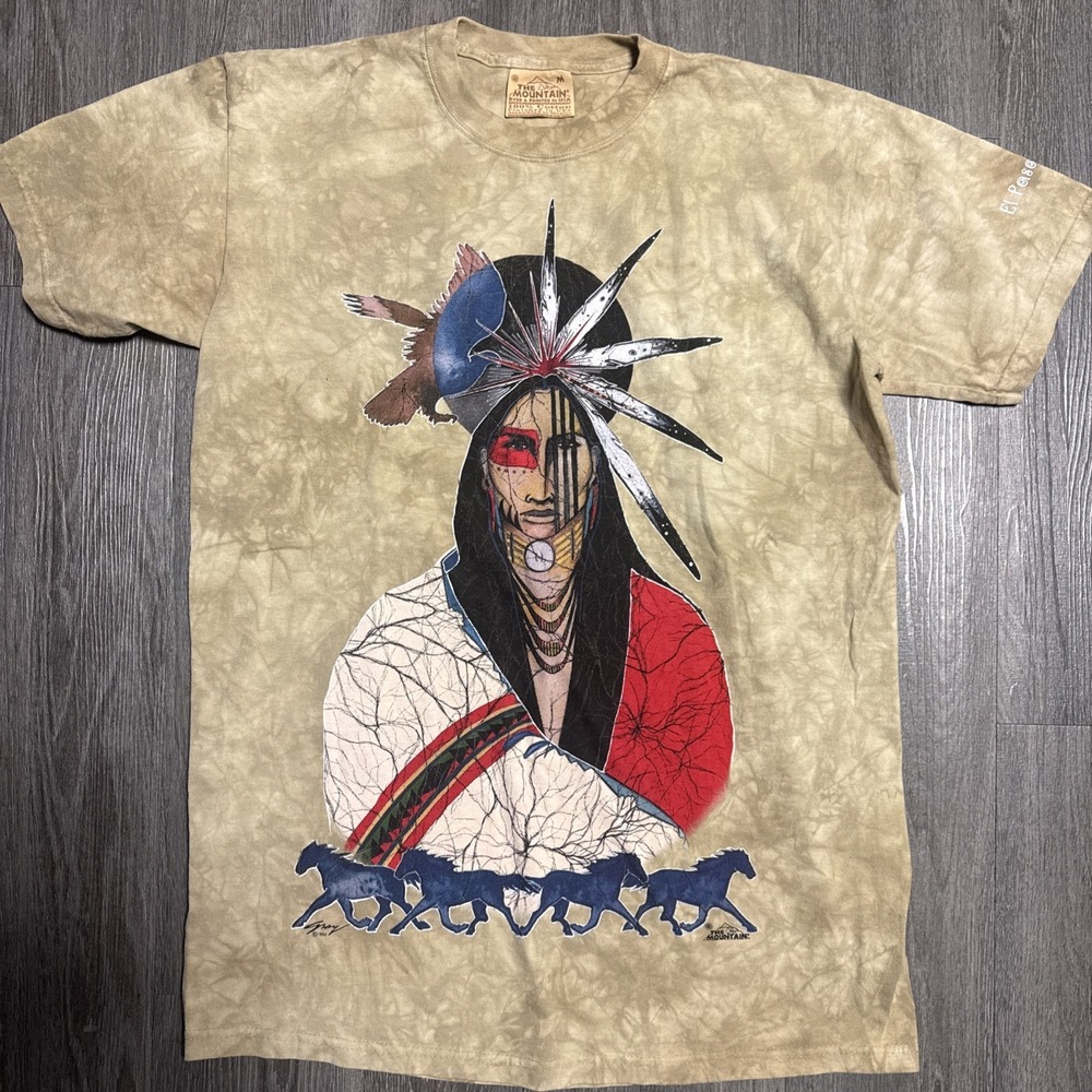 Vintage 1995 Native American Men's M Horse Tie Dye Graphic T-Shirt The Mountain